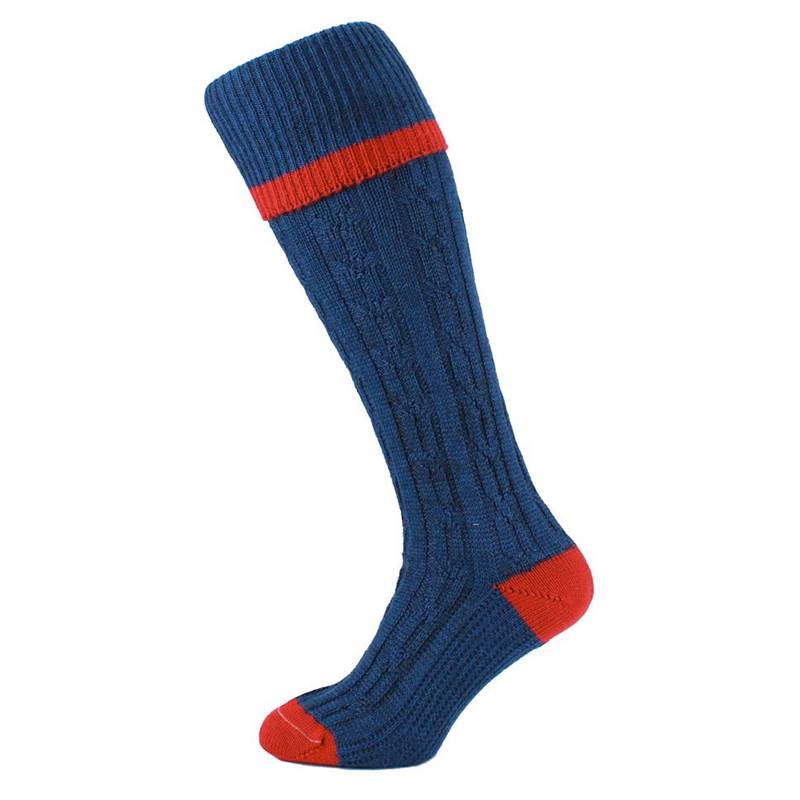 HJ Hall Cable Stripe Wool Rich Shooting Socks-1