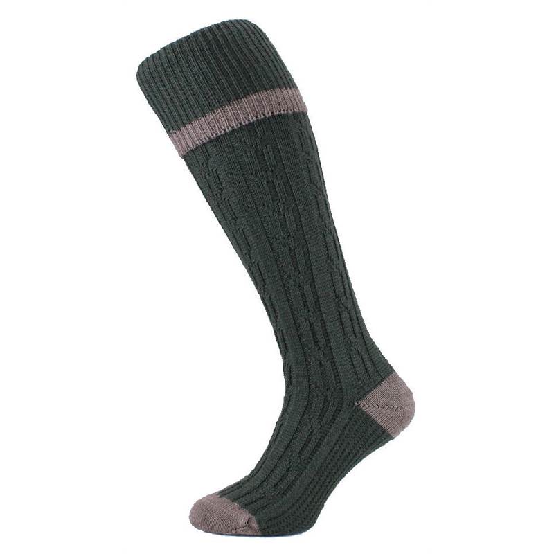 HJ Hall Cable Stripe Wool Rich Shooting Socks-2
