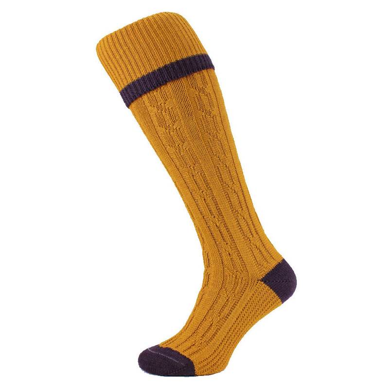 HJ Hall Cable Stripe Wool Rich Shooting Socks-3