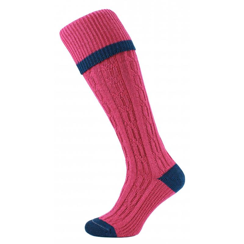 HJ Hall Cable Stripe Wool Rich Shooting Socks-4