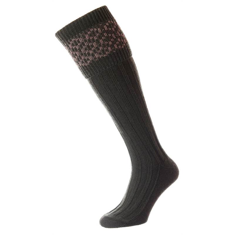 HJ Hall Patterned Top Wool Rich Shooting Socks-3