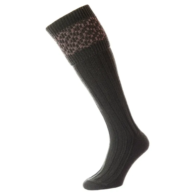 HJ Hall Patterned Top Wool Rich Shooting Socks-3