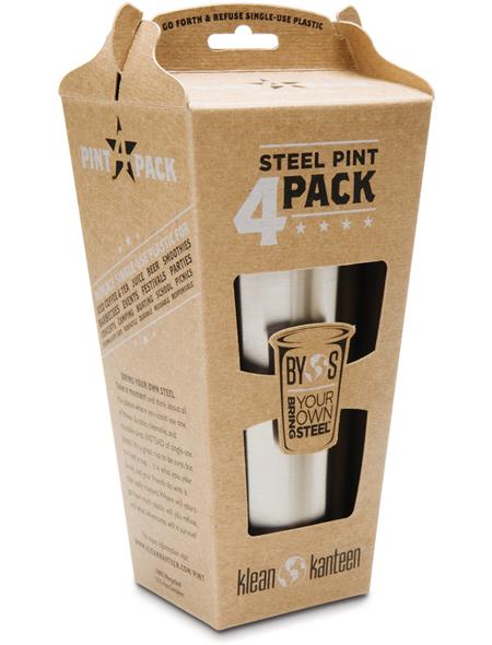Klean Kanteen Single Wall Brush Stainless 473ml Pint Cup - 4-Pack