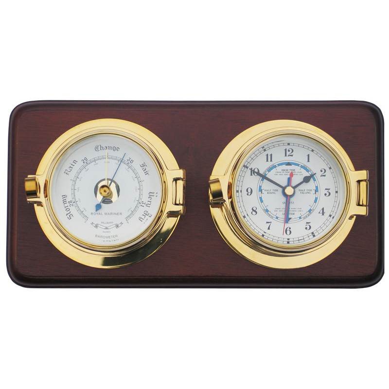 Channel Brass Tide Clock & Barometer Onboard Instrument-1