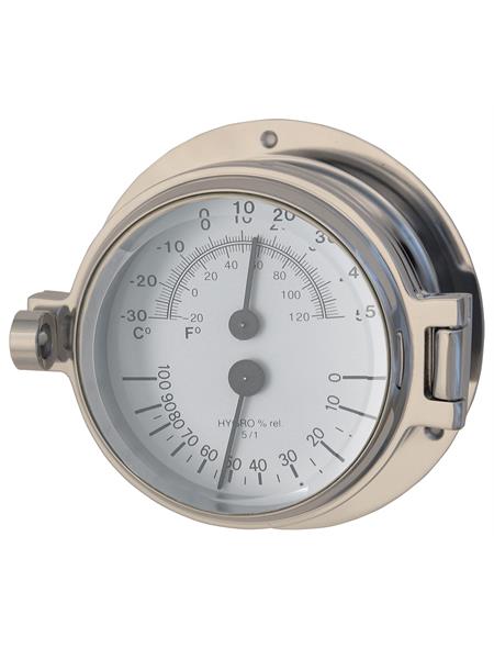 Channel Polished Chrome Comfortmeter Combined Thermometer and Hygrometer