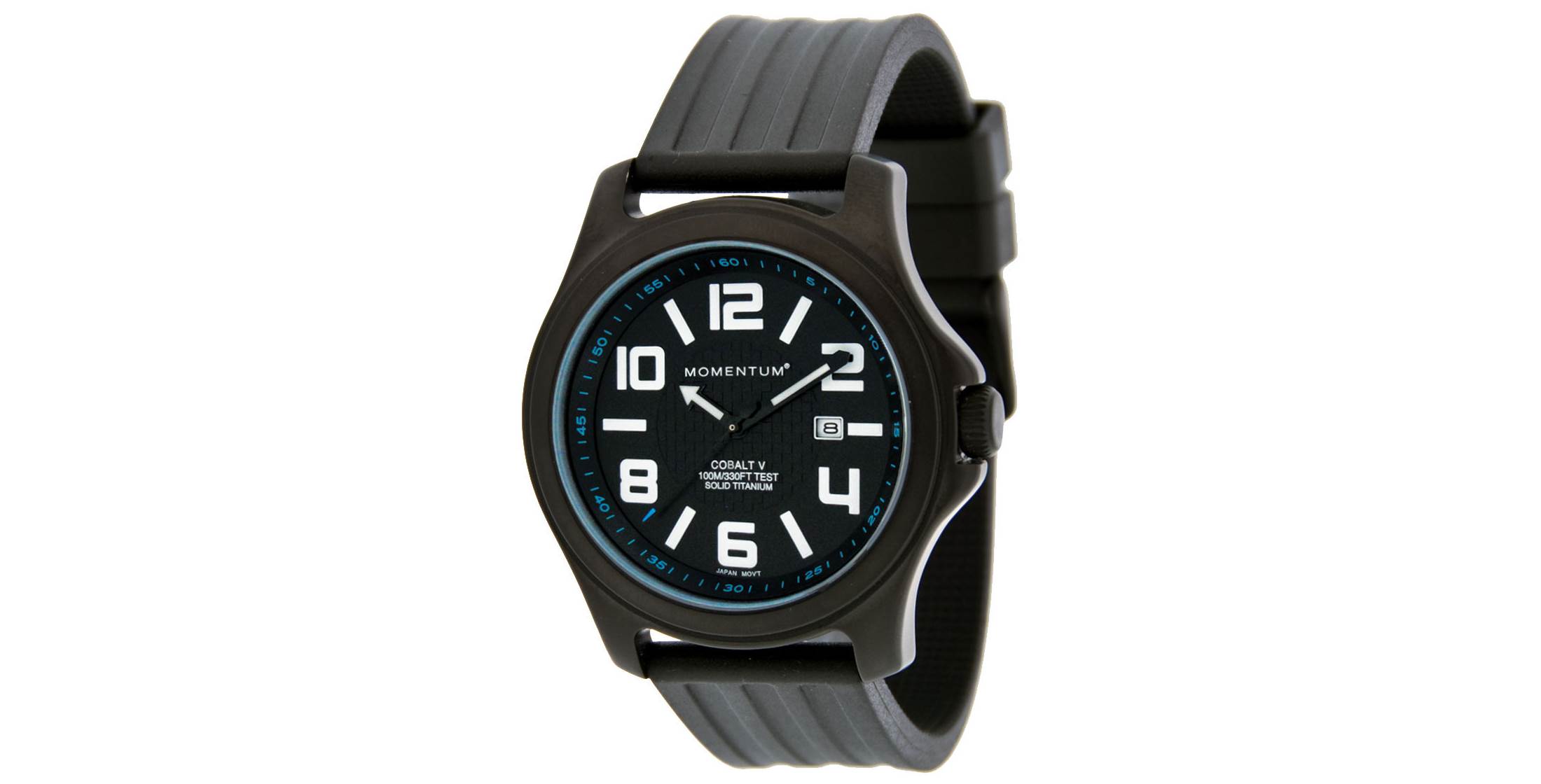 Momentum Cobalt Lite Titanium Watch with Black Rubber Strap OutdoorGB