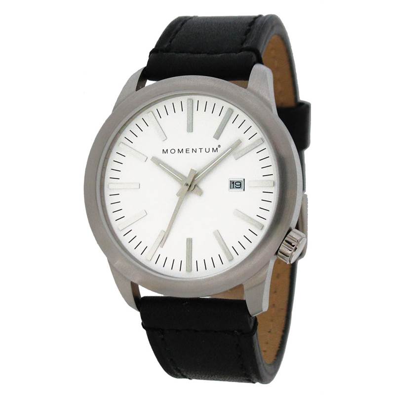 Momentum Logic SS Mens Watch with Leather Strap-1