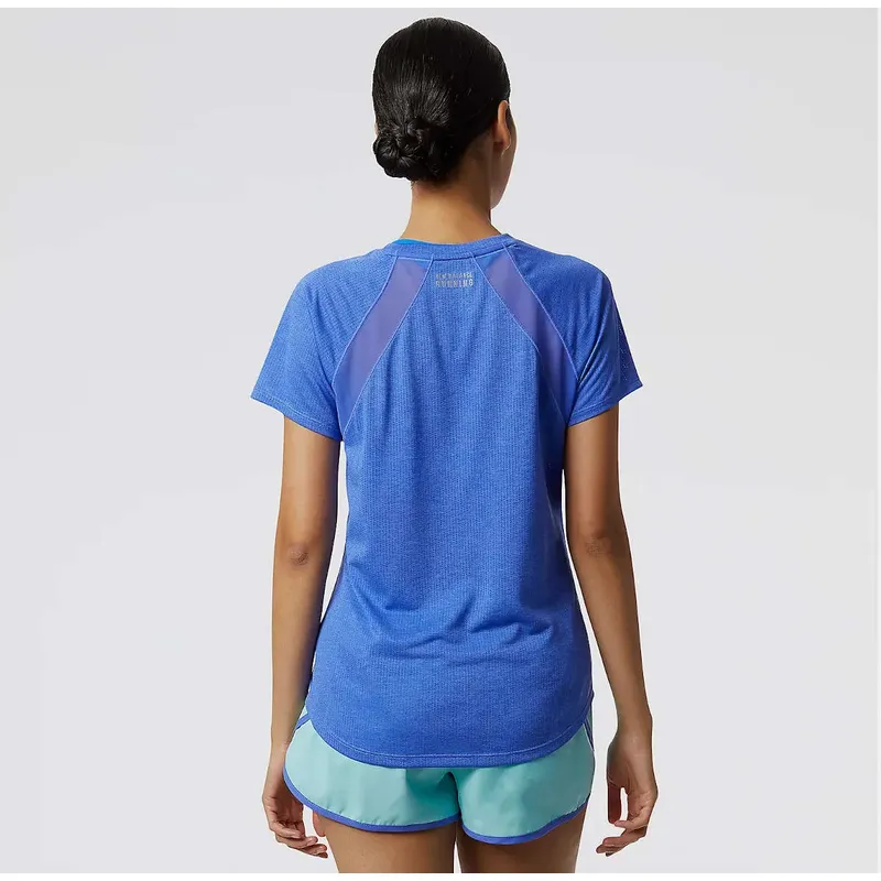 New Balance Womens Printed Impact Run SS Top-2