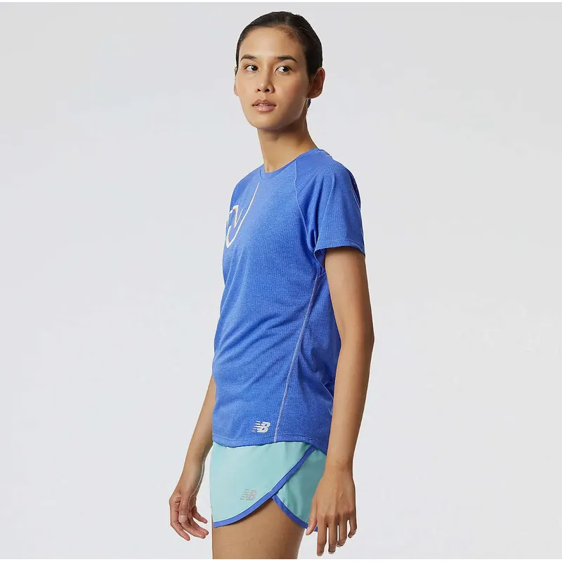 New Balance Womens Printed Impact Run SS Top-3