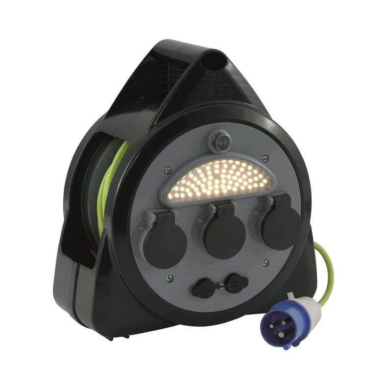 Outwell Mensa 15m Mains 3-Way Roller Kit with USB Ports and Light-1