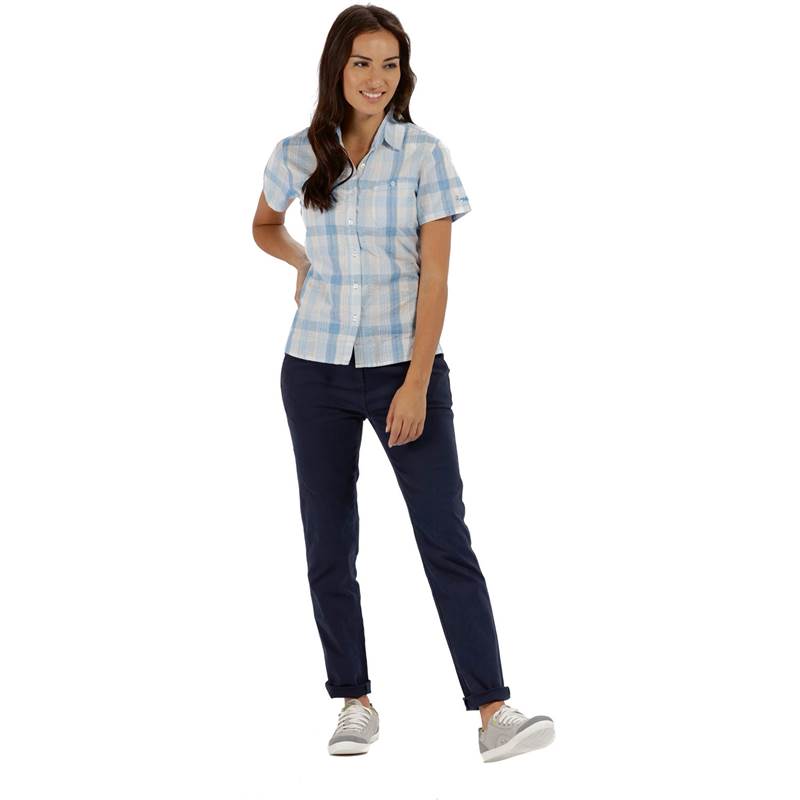 Regatta Womens Jenna II Coolweave Cotton Checked Short Sleeve Shirt-5