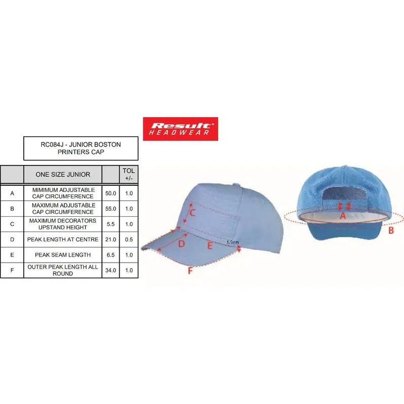 Result Junior Boston Printers Cap RC084J-2