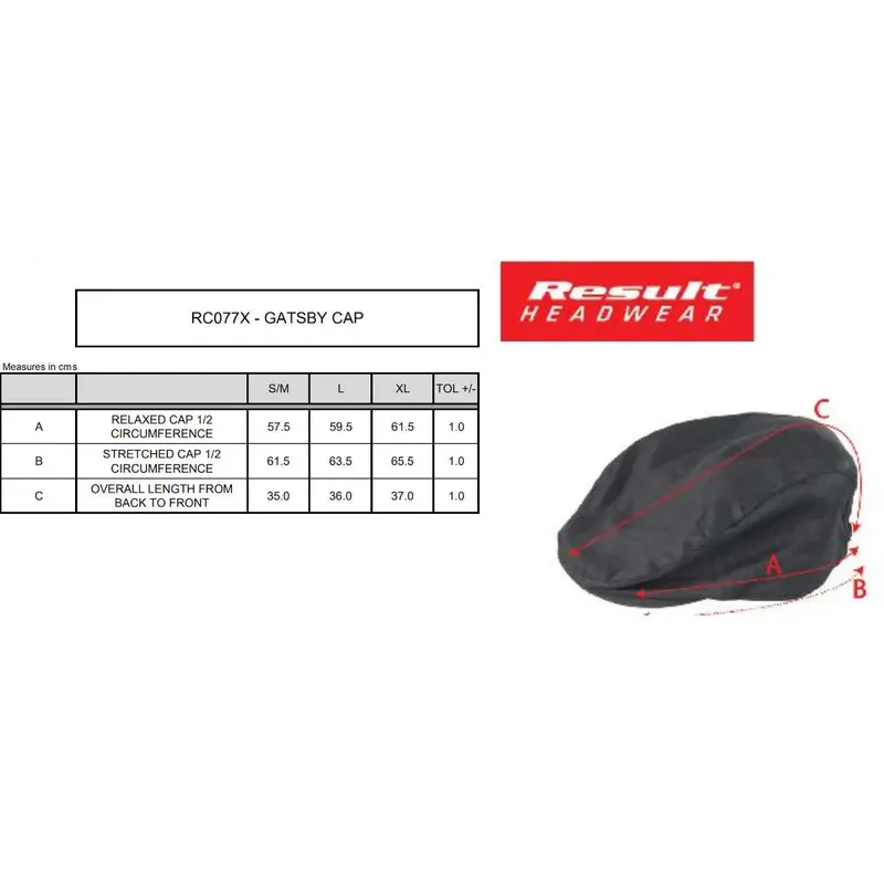 Result Unisex Gatsby Cap RC077X-2