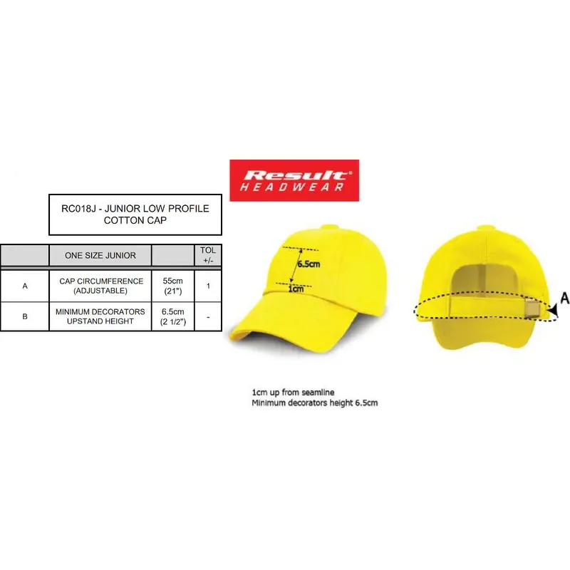 Result Junior Low Profile Cotton Cap RC018J-2