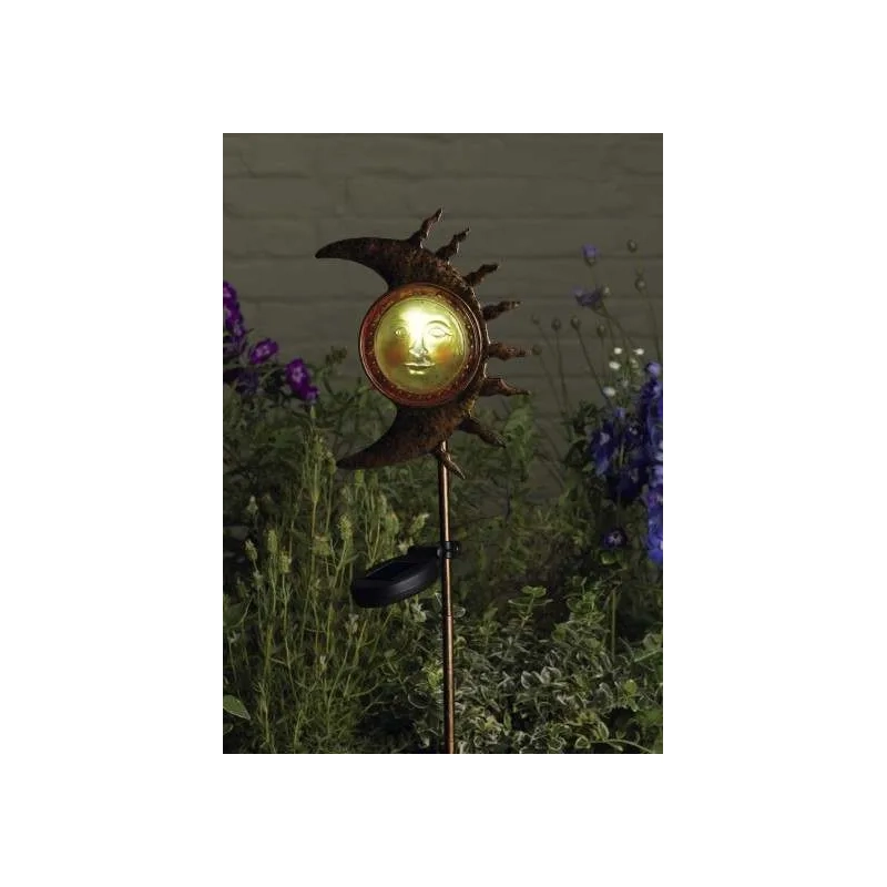 Solar Powered Smiling Moon Stake Light-3