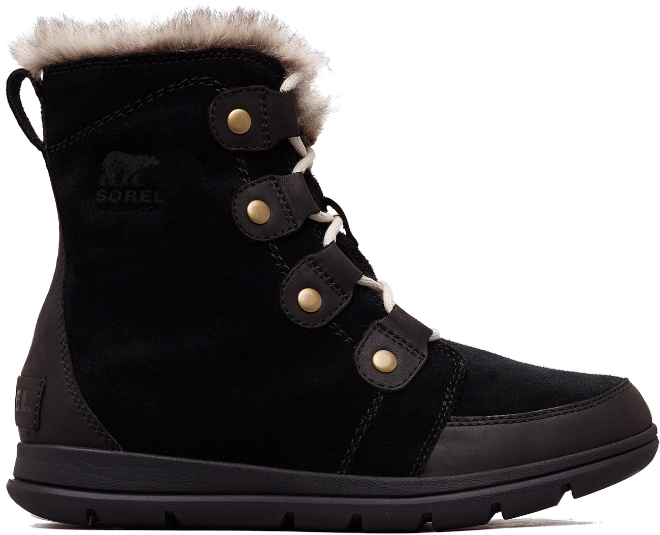 explorer joan waterproof boot with faux fur collar