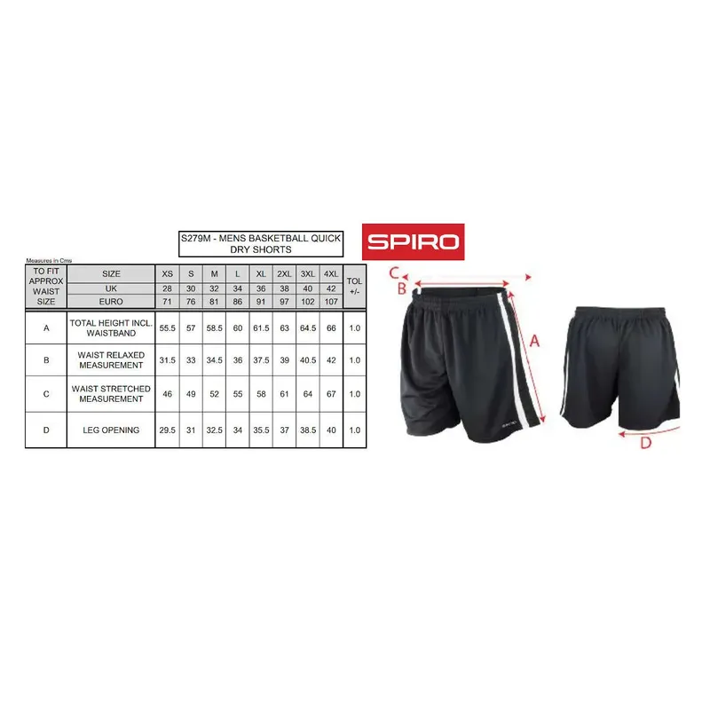 Spiro Mens Basketball Quick Dry Shorts S279M-4