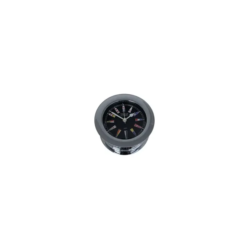 Atlantis Chrome Quartz Clock with Black Colour Flag Dial-2